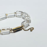 AMP UP YOUR VIBE BRACELET | Brazilian Barrel Cut Clear Quartz on 18K gold plated slider clasp with Mantra