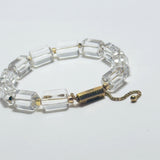 AMP UP YOUR VIBE BRACELET | Brazilian Barrel Cut Clear Quartz on 18K gold plated slider clasp with Mantra