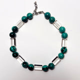 AMP UP YOUR VIBE NECKLACE | Oblong Brazilian Clear Quartz & Round Sphere Malachite