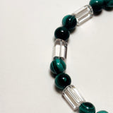 AMP UP YOUR VIBE NECKLACE | Oblong Brazilian Clear Quartz & Round Sphere Malachite