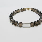 HEY TRANSFORMER NECKLACE | Brazilian Lantern Faceted cut Smoky Quartz & Rectangular cut Clear Quartz