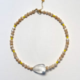 CALM WITH YOU NECKLACE |  Round Sphere Brown Lip MOP with Brazilian Varied Oval Milky Quartz