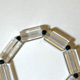 AMP UP YOUR VIBE BRACELET | Brazilian Oblong Clear Quartz & Mini Round sphere Black Agate