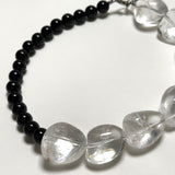 YOU ARE SHIELDED NECKLACE | Brazilian Polished varied oval shaped Milky Quartz & Black Agate
