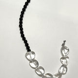 YOU ARE SHIELDED NECKLACE | Brazilian Polished varied oval shaped Milky Quartz & Black Agate