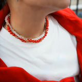 Beadtiful Red Twisted Necklace with Quartz