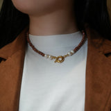 Lexi Gold Sandstone and Pearl Necklace