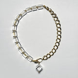 AMP UP YOUR VIBE BRACELET | Brazilian Barrel Cut Clear Quartz on 18K gold plated double loop chain